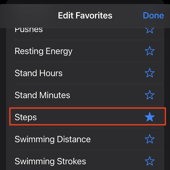 Add Step Count into Favorites