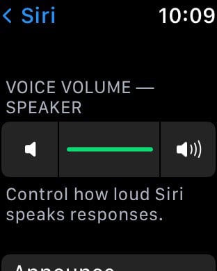 Manage Siri Volume on Apple Watch