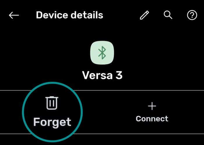 Forget Fitbit from Bluetooth settings on Android