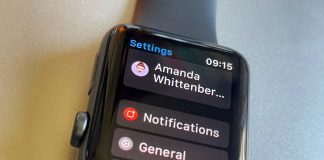 Apple Watch Apple ID location in Settings app on watchOS