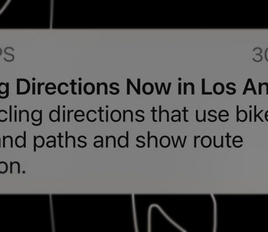 Directions for cycling and bicycle in Apple Maps notification of availability