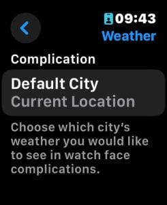 Weather settings for Apple Watch Weather app