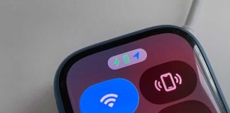 Icons at top of Apple Watch screen