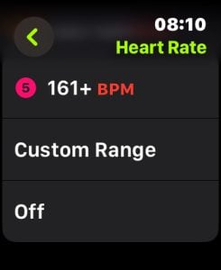 Custom or off heart rate zone alerts for Apple Watch Workout app