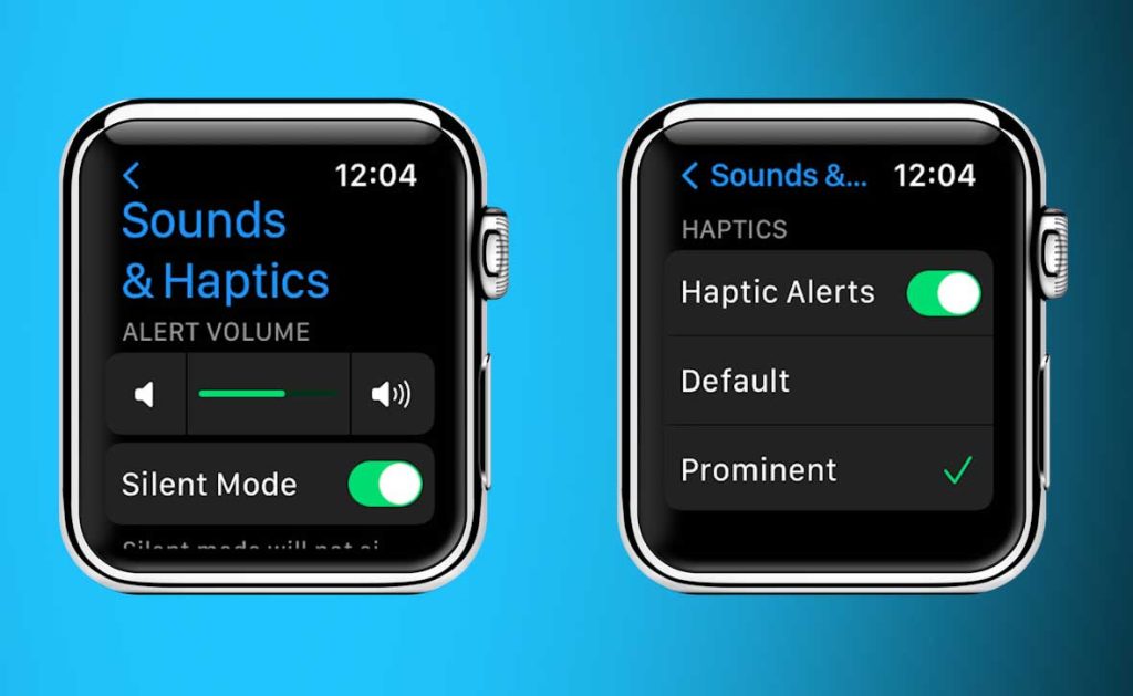 sound and haptics settings for Apple Watch in Settings app