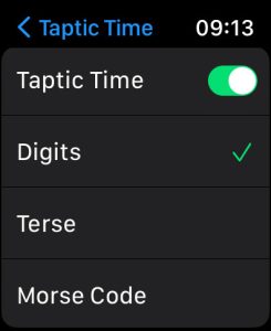 Taptic time option on Apple Watch in Clock app settings