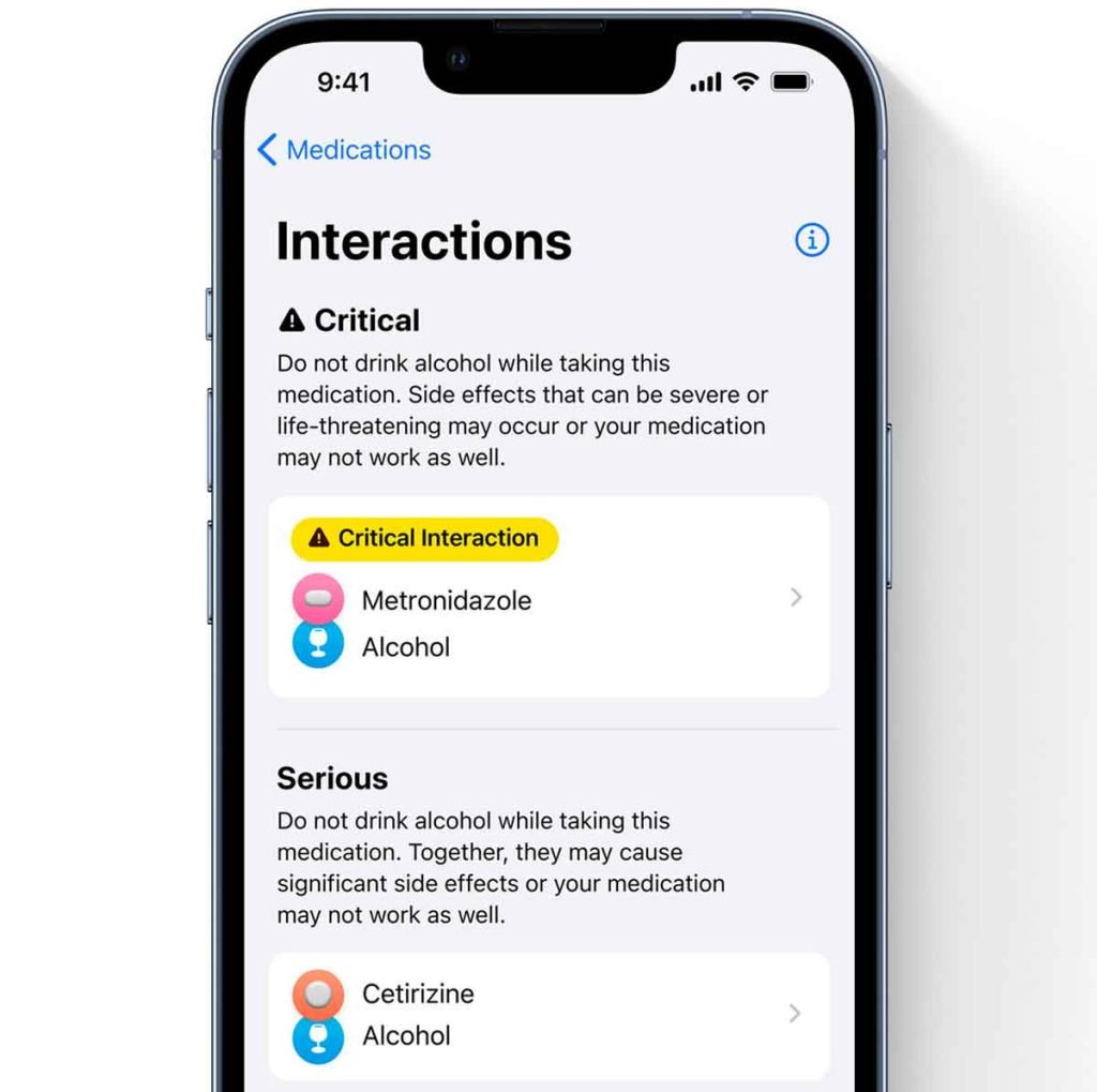 Health app interactions on iPhone