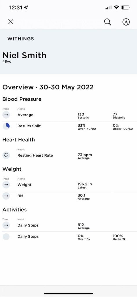 Blood Pressure Report PDF from Withings BPM Connect