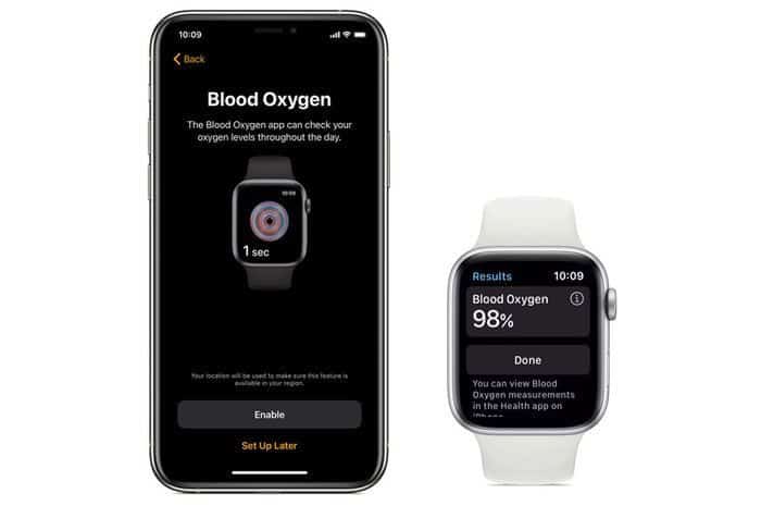 Apple's Blood Oxygen app with iPhone health app and apple watch