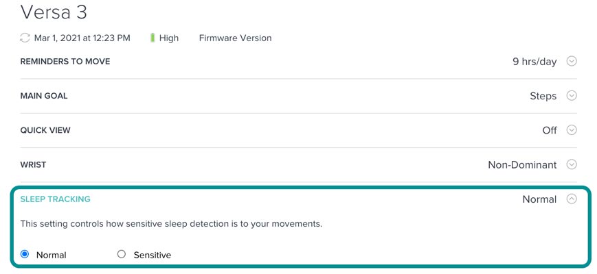 Android change Fitbit sleep sensitivity settings