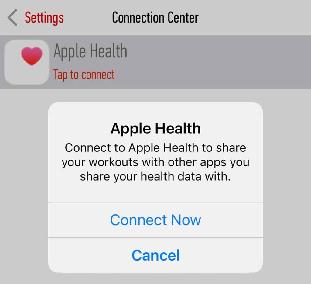 Apple Health connect third party app to Health via app Settings