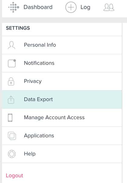 Fitbit.com data export from Fitbit account's dashboard online