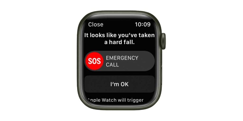 Apple Watch hard fall message and countdown