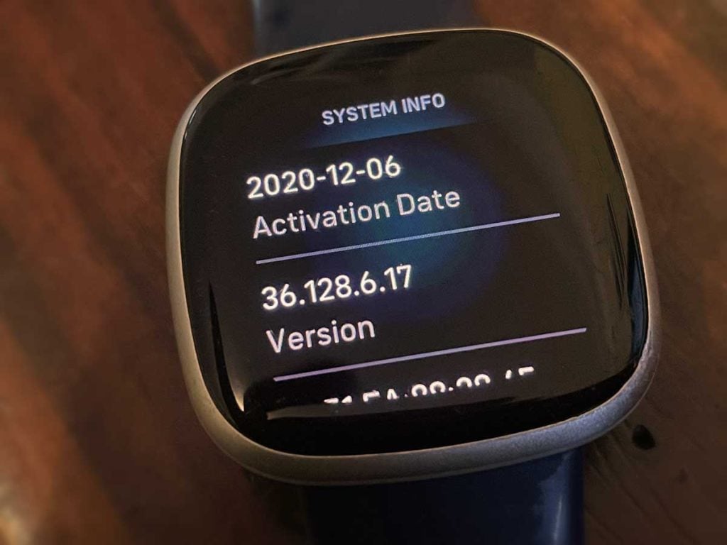Firmware version on fitbit