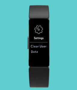 clear user data in settings Fitbit Inspire