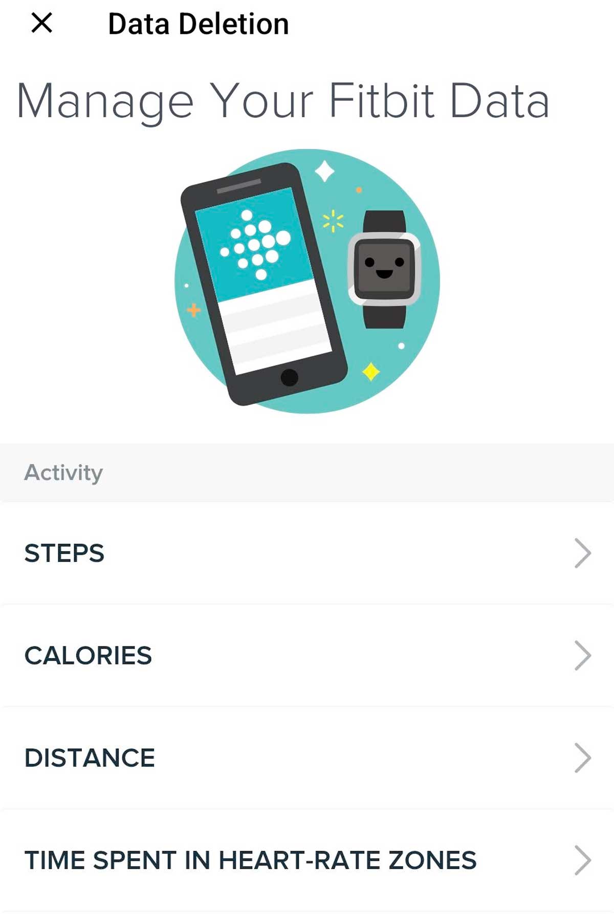 Reset your step count and other metrics or data in the Fitbit app to