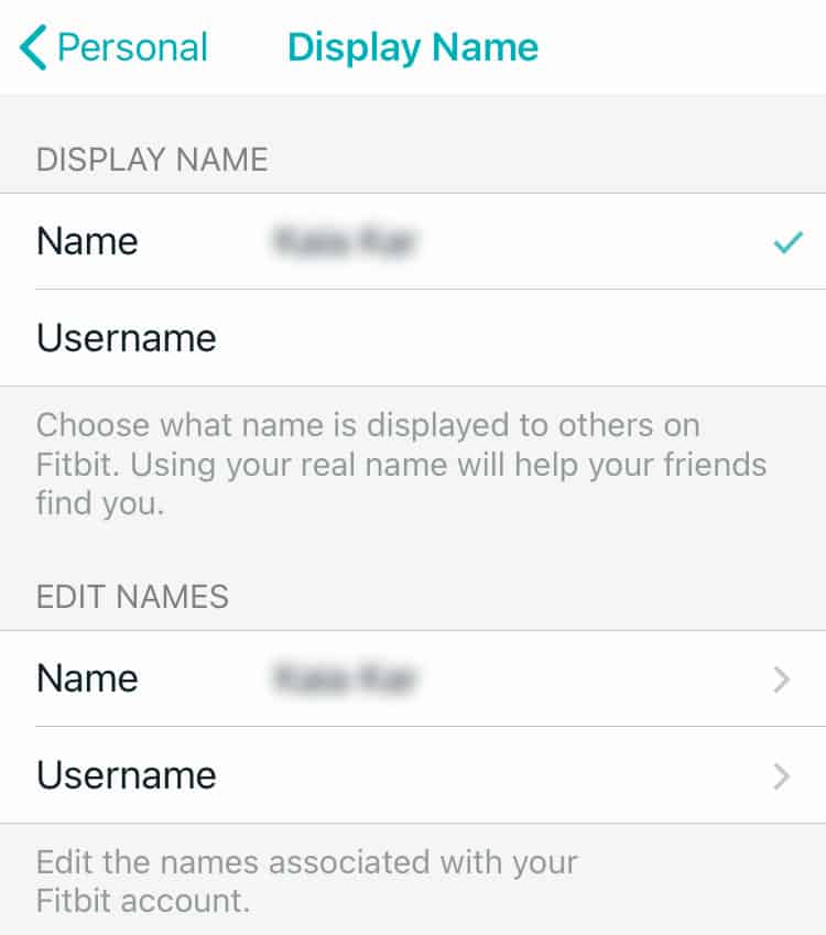 username blank in Fitbit app