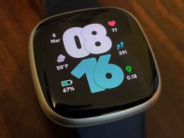 weather and current temperature on Fitbit clock face