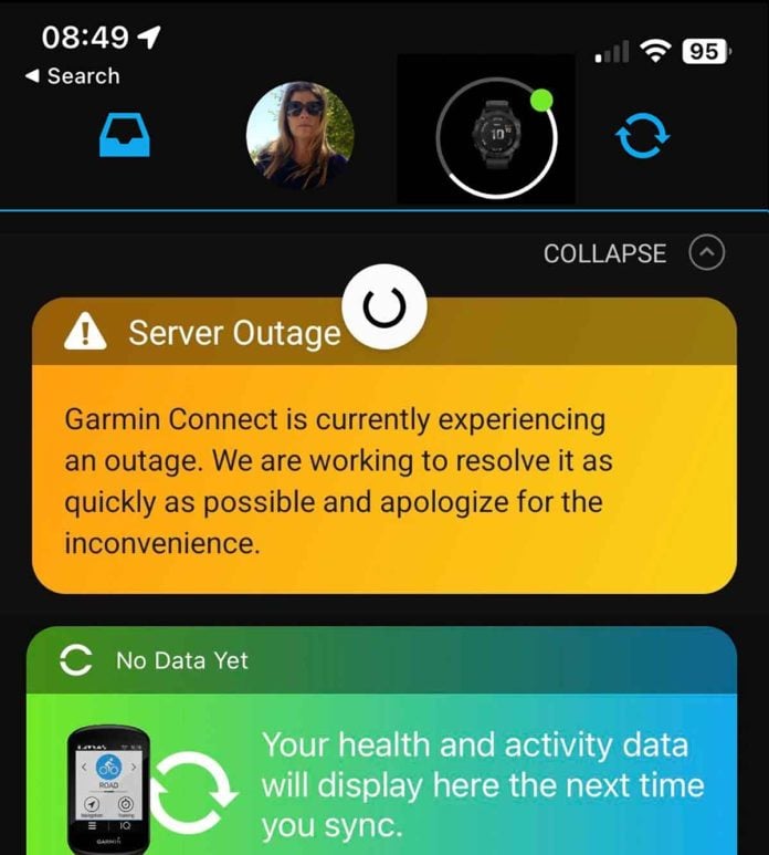 Garin Connect app down and server outages