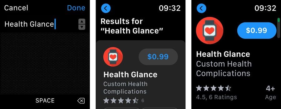 install app on apple watch Health Glance app