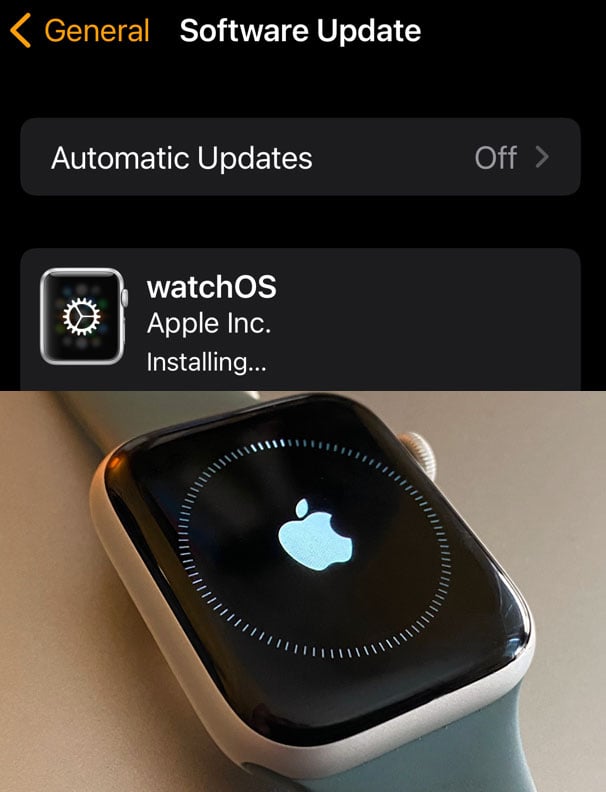 watchOS installing on Apple Watch