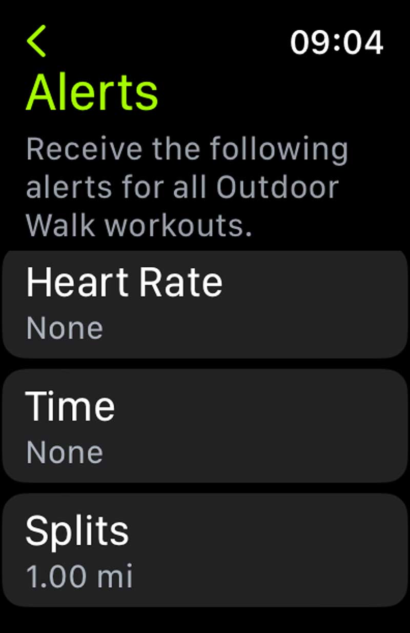 How to turn on or off Apple Watch Workout app alerts like splits, heart