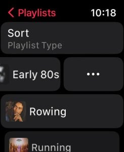 Apple Watch locate a Music app playlist to download