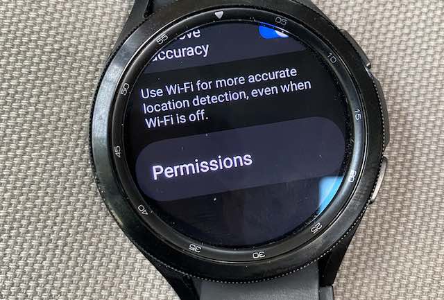 Location use permission for apps on samsung galaxy watch 4