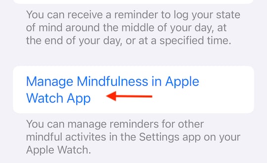 Manage Mindfulness in watch using iPhone