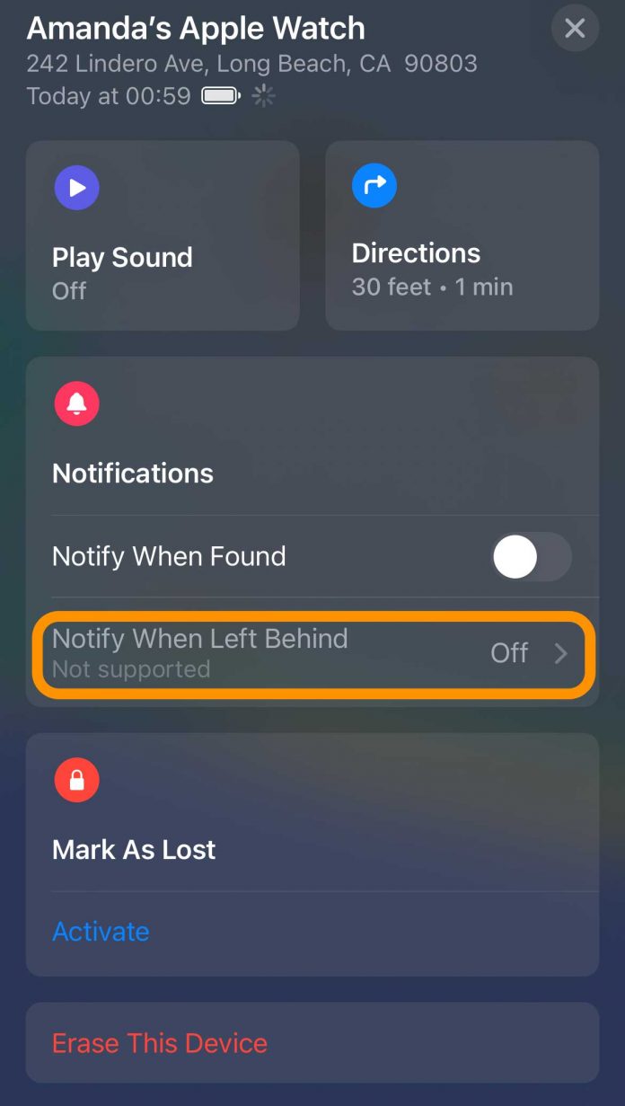 Notify when left behind notifications not working or showing up on