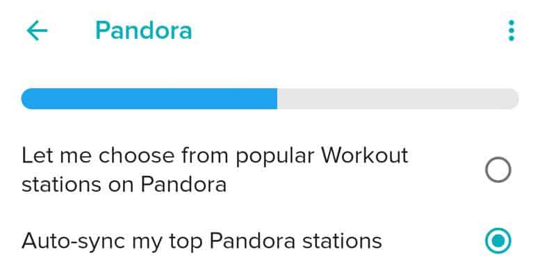 choose Pandora app music to download to Fitbit