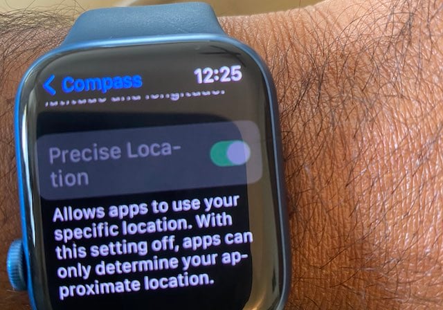 Precise Location Setting for Compass App on Apple Watch