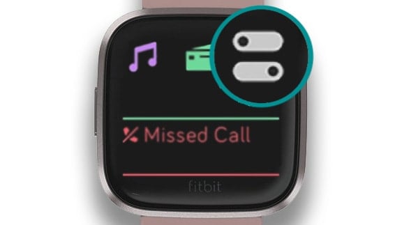 Quick settings icon on Fitbit Versa and Ionic