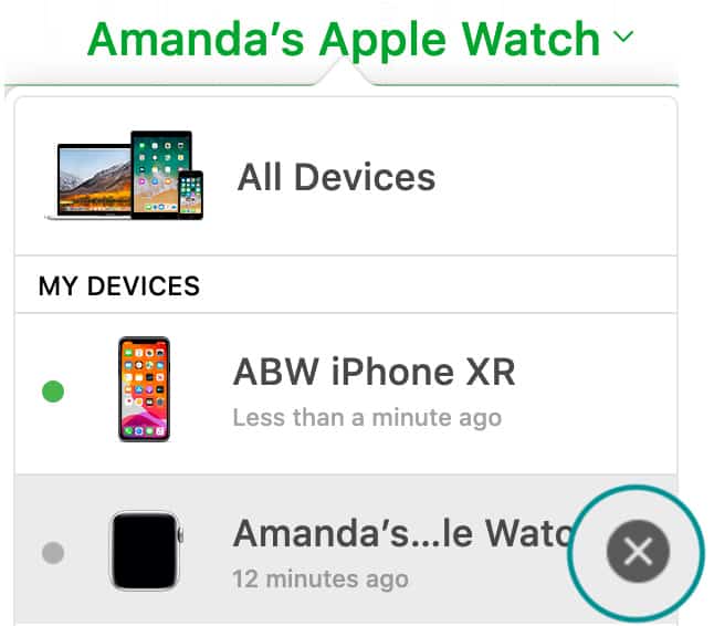 Remove apple watch from iCloud Find My iPhone app