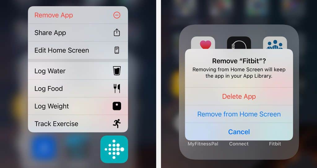 Fitbit app remove and delete from iPhone or iPad Apple devices