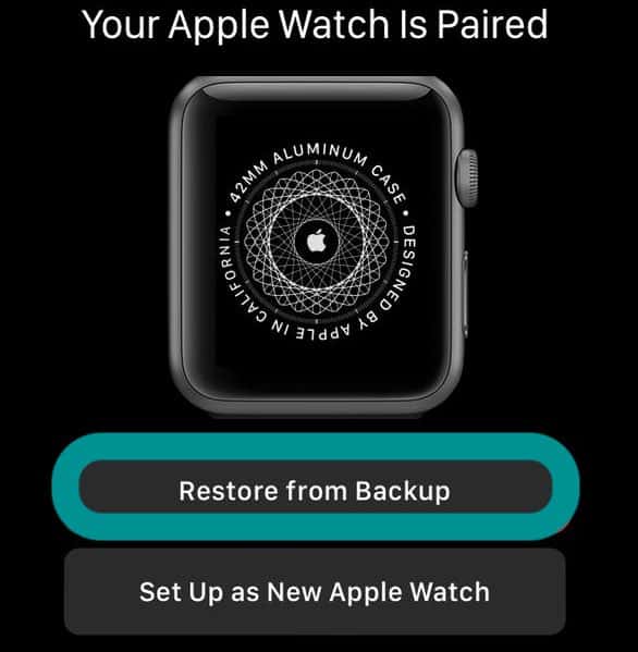 restore Apple Watch from backup after re-pairing it to iPhone