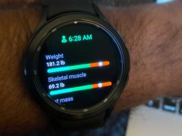 body composition results on Samsung Galaxy Watch