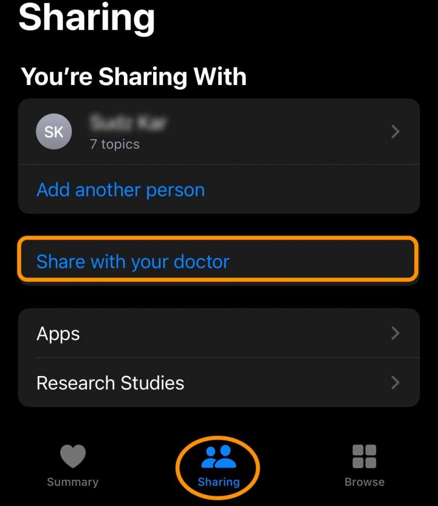 Apple Health app share health data with doctor