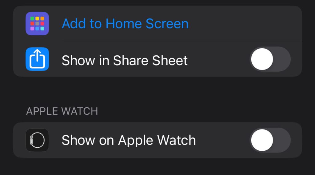 shortcuts show on apple watch