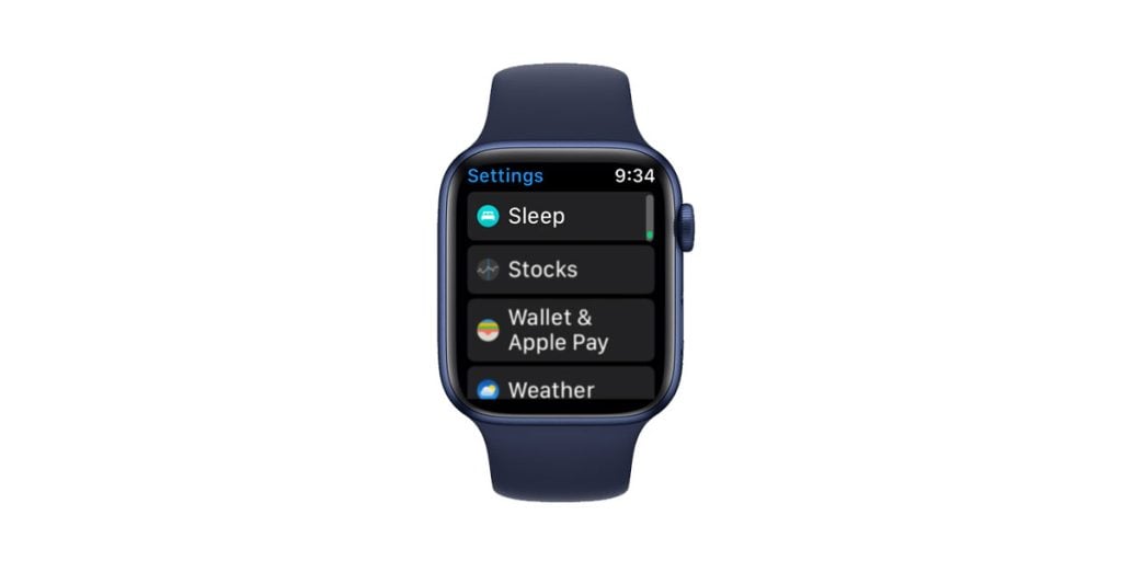 Sleep app settings on Apple Watch