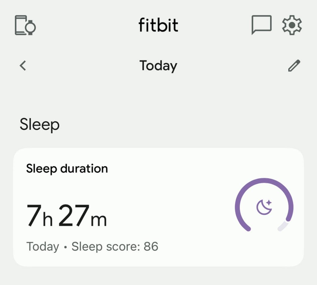 Fitbit app Sleep tile