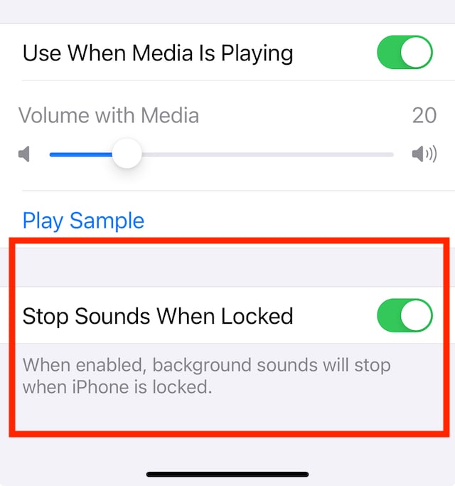 Stop background sounds when locked