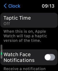 Apple Watch Taptic time settings