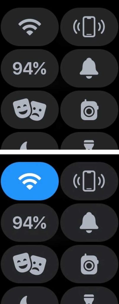 Apple Watch turn WiFi off and back on with Control Center