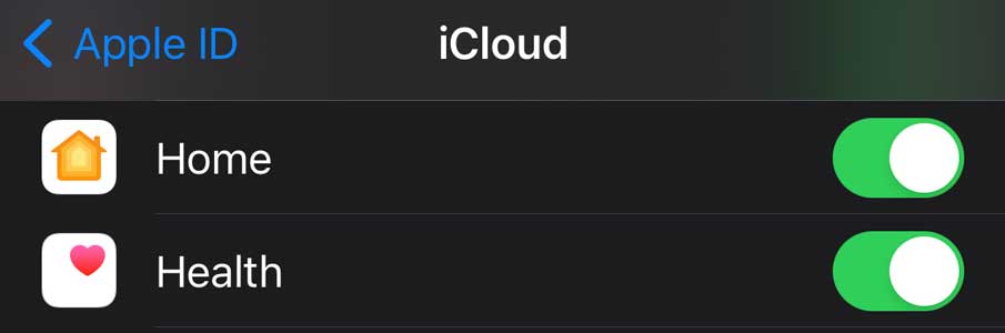 Home app in iCloud settings