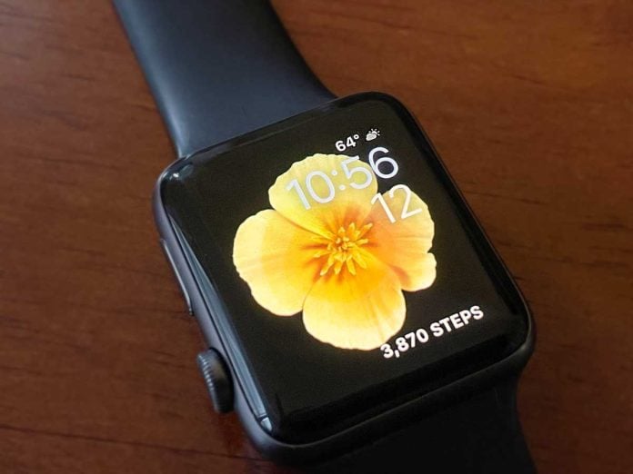 Apple Watch face with current weather