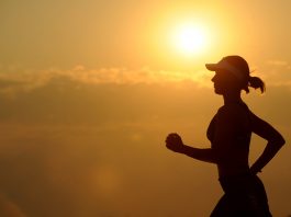 running at sunset or sunrise