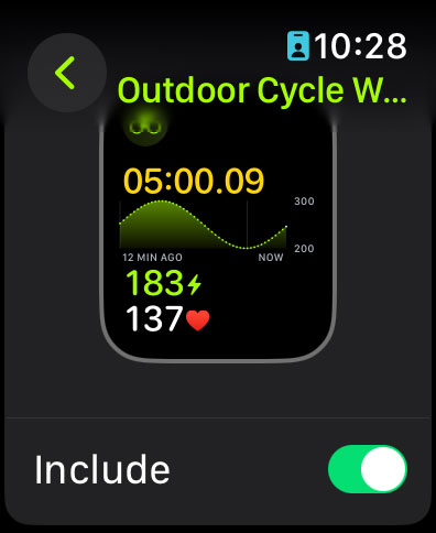 apple watch outdoor cycle exercise minutes