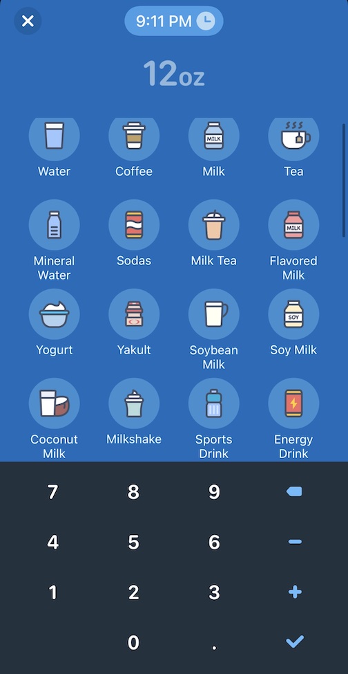 water tracker drink options